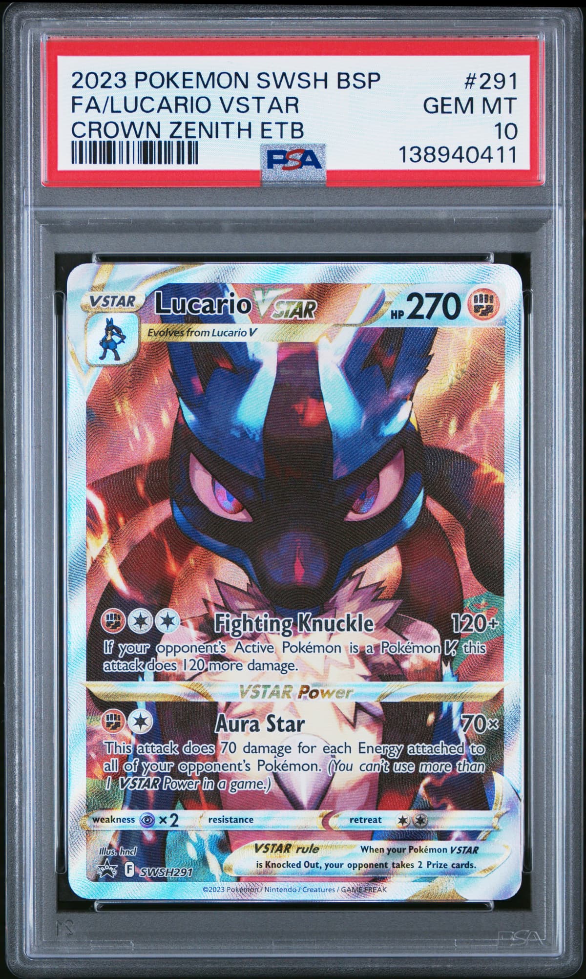 2023 POKEMON SWSH BLACK STAR PROMO FA/LUCARIO VSTAR CROWN ZENITH ETB front
